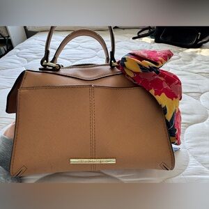 Steve Madden Tan Handbag with Floral Scarf Accent